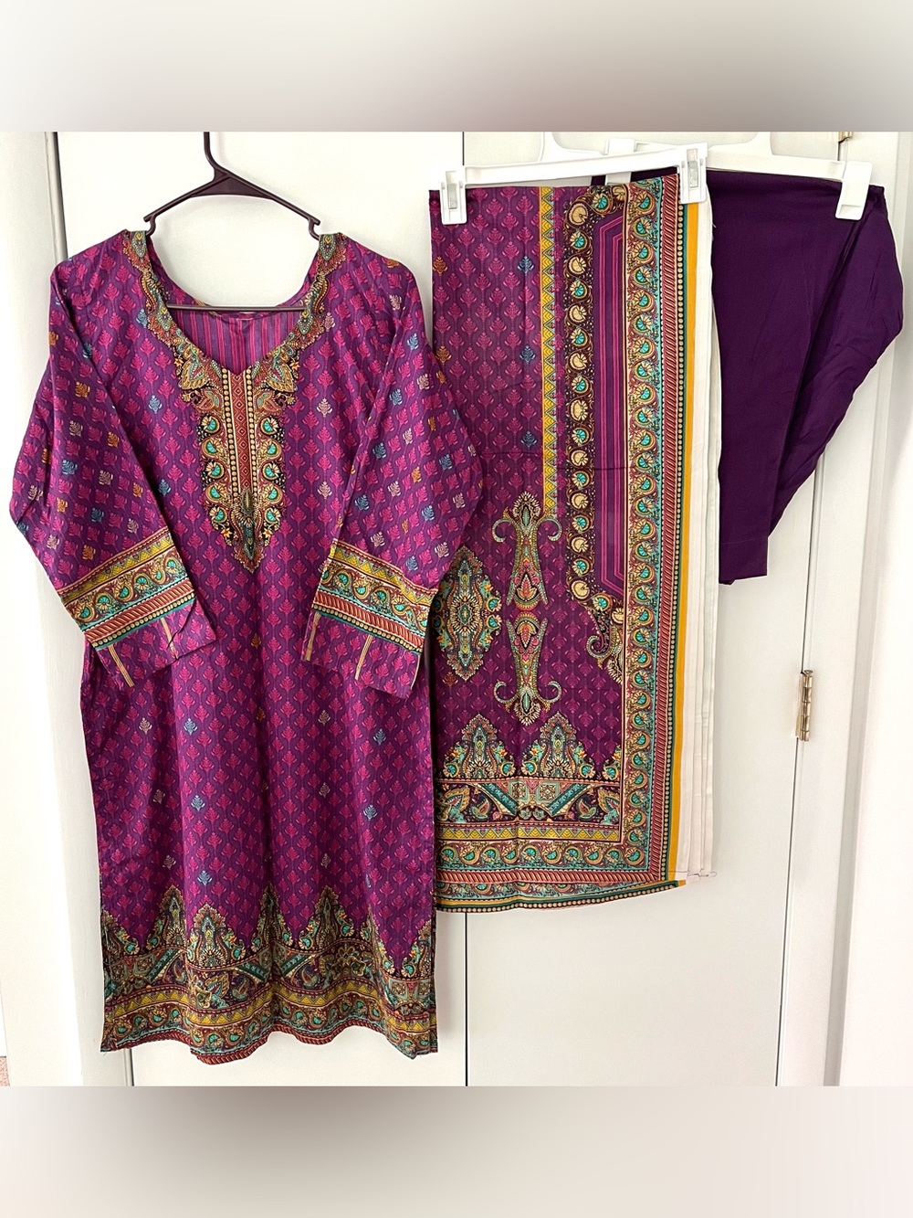 NEW Purple Printed Lawn Shalwar Kameez